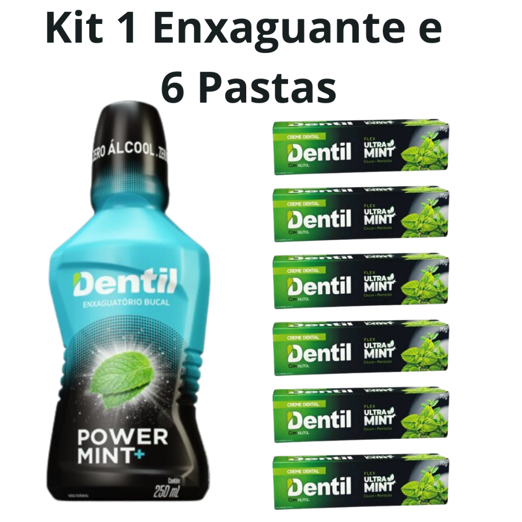 Kit Dentil: 1 Enxaguante Zero Alcool Power Mint e 3 Pastas de Dente Sem Fluor Ultra Mint – Oferta