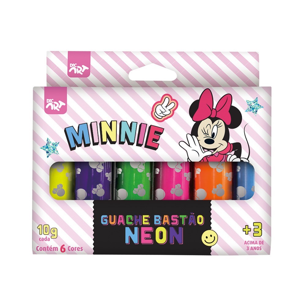 Guache Bastão Neon Minnie C/ 6 Cores – Dac