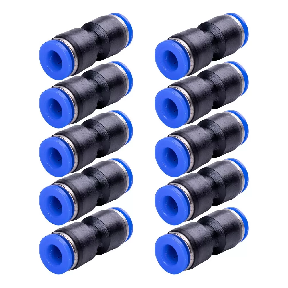 União Emenda Reta Pu 4mm Pneumática Engate Rápido 10 Peças