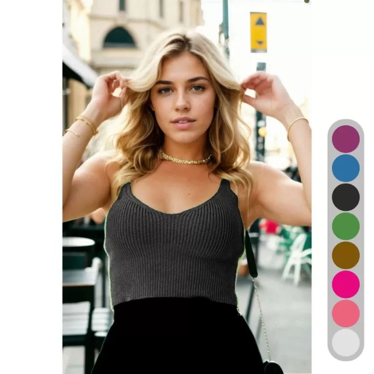 Cropped Decote V Regata Feminina Tricot Modal Alç