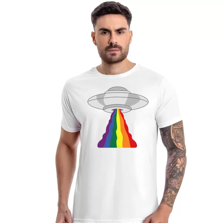 Camiseta unissex- LGBT Orgulho Disco Voador Arco I