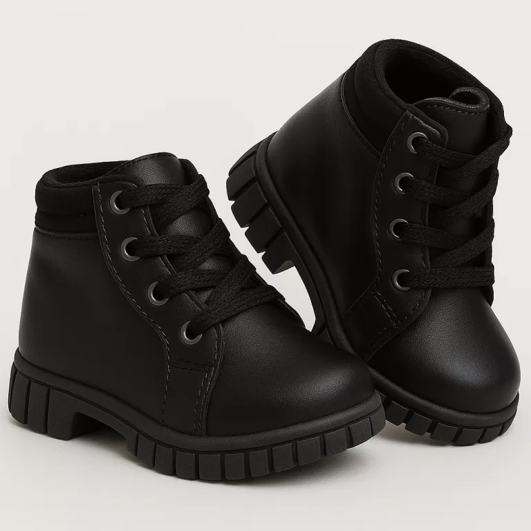 Bota Infantil Coturno Preta Nude e Branco Unissex 