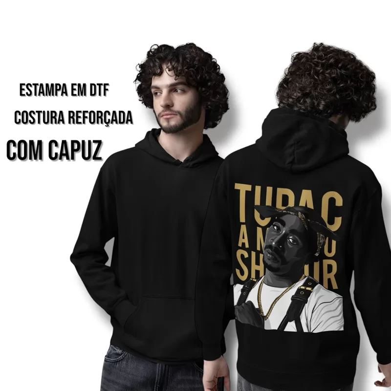 Moletom Inverno Com Capuz Reforçado Flanelado Algodão Premium Rapper Blusa de Frio