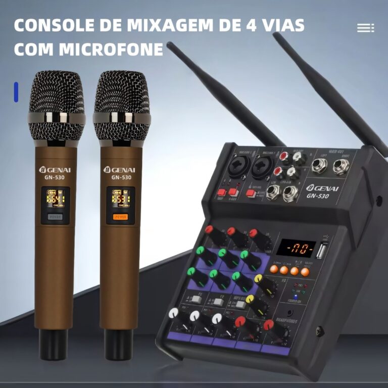 Placa de som para microfone sem fios duplo Pro Aud