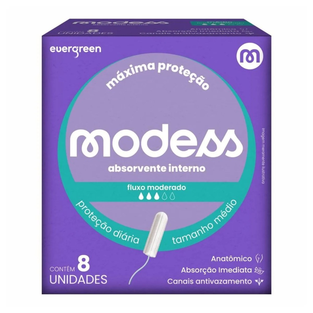 Absorvente Interno Modess Tamanho Médio 8un