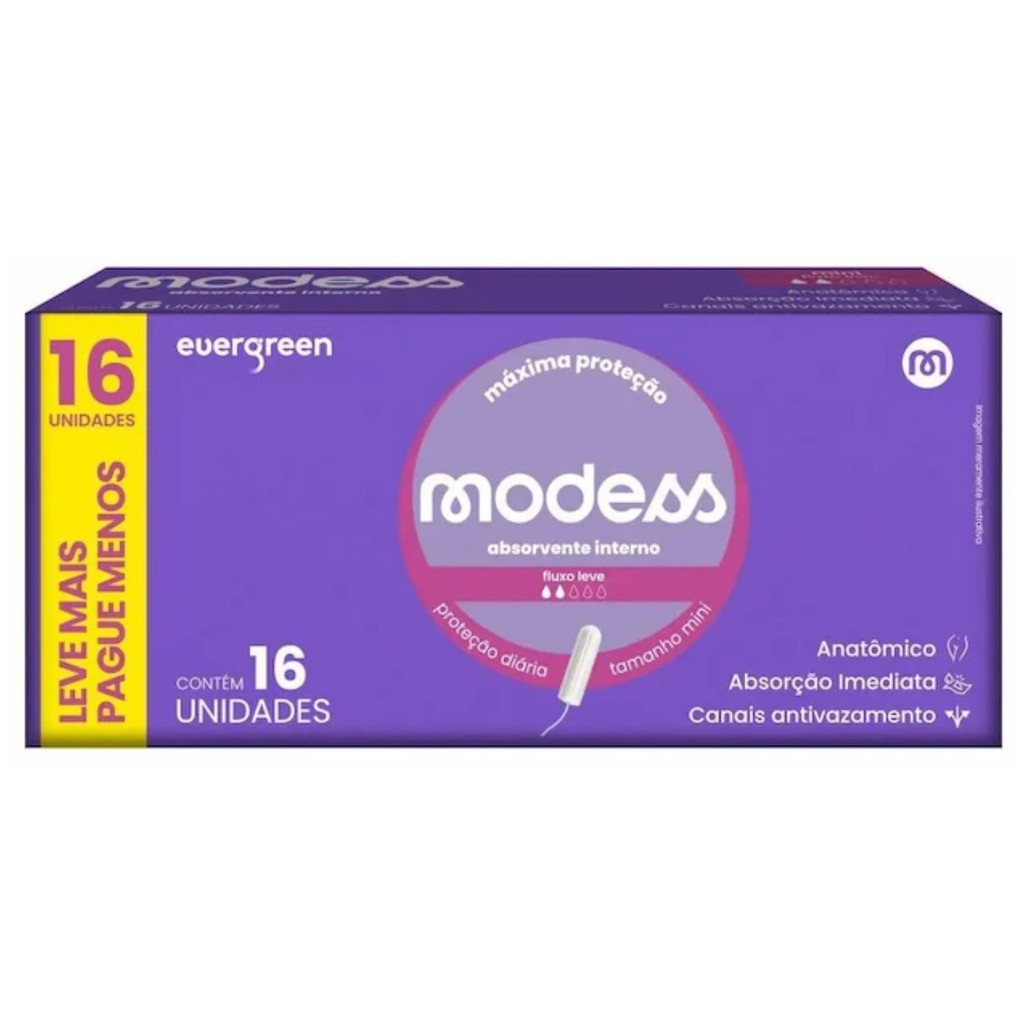 Absorvente Interno Modess Tamanho Mini 16un