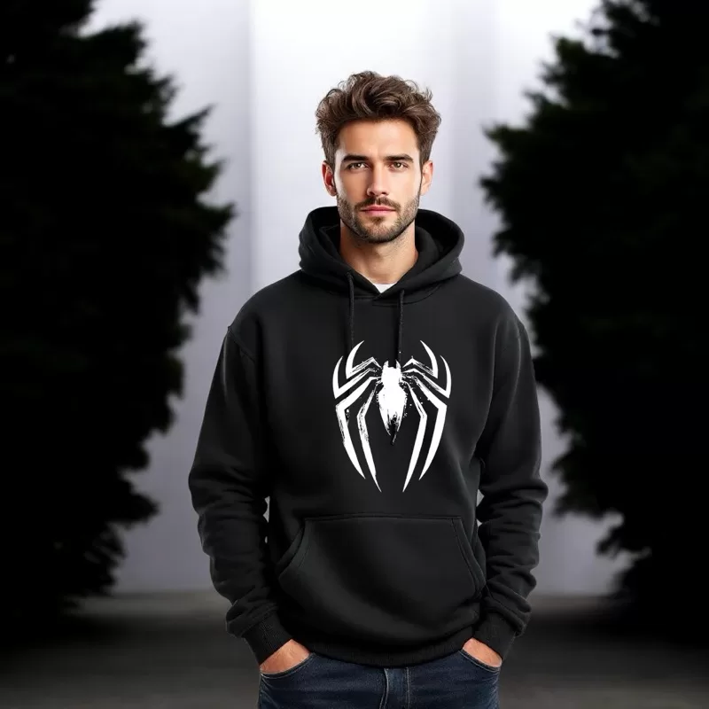 Moletom com Capuz Homem Aranha Blusa De Frio Flanelada Quente Confortável Com Bolso