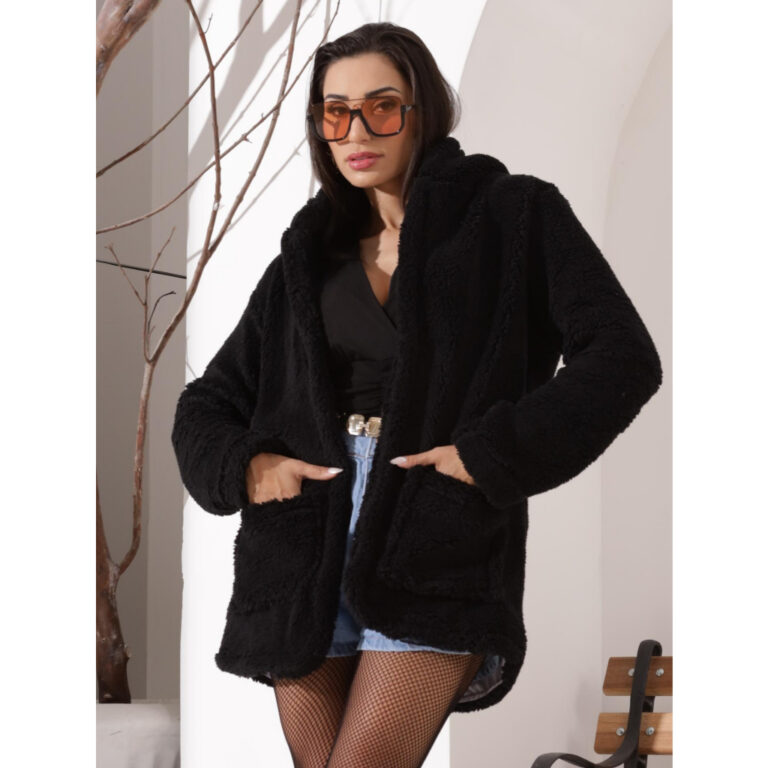Casaco Teddy Feminino Pelinhos Com Bolsos Forrado 