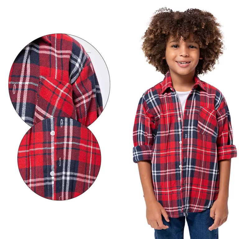 Camisa Xadrez de Flanela Infantil Menino Tango Fan