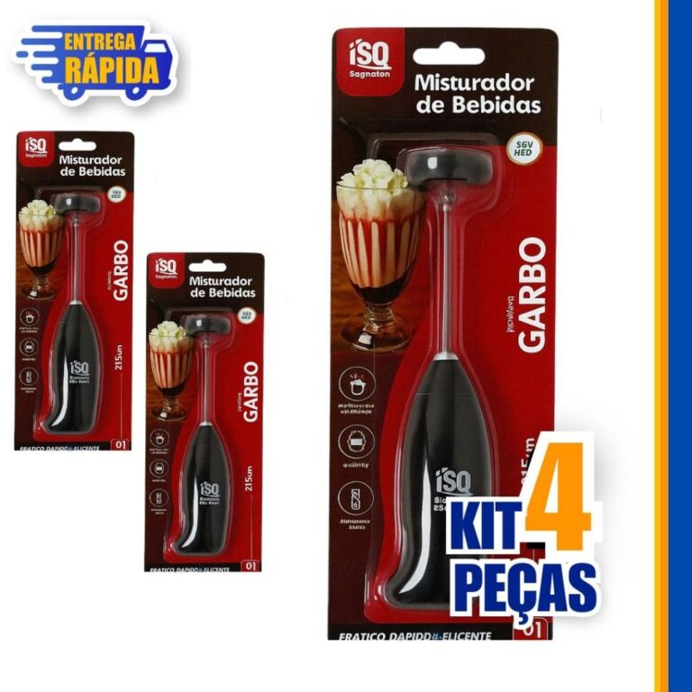 KIT 4 Misturador Mini Mixer Elétrico Batedor Inox