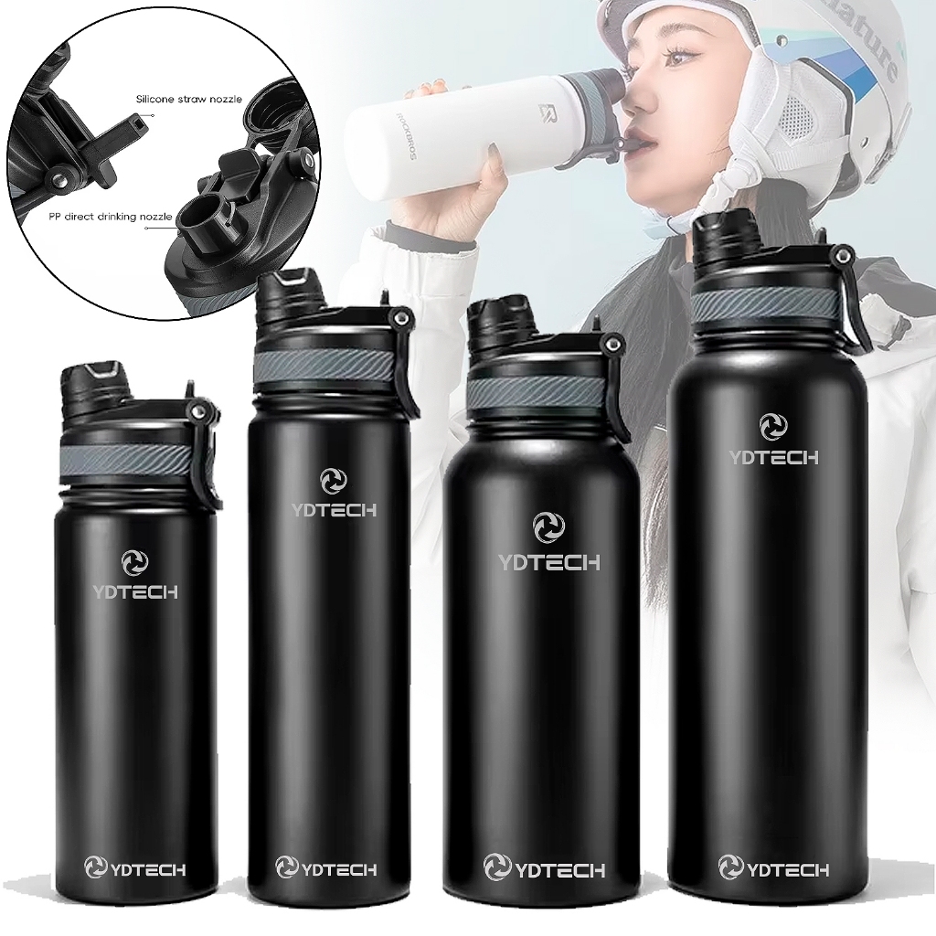 Garrafa Térmica 500ml 800ml 1L Água Fria Quente C/ Vedação Bicos e Tampa Aço Inoxidável 2 Bicos