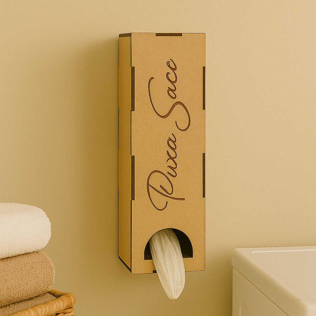 Puxa Saco Dispenser Organizador De Sacolas De Parede Mdf