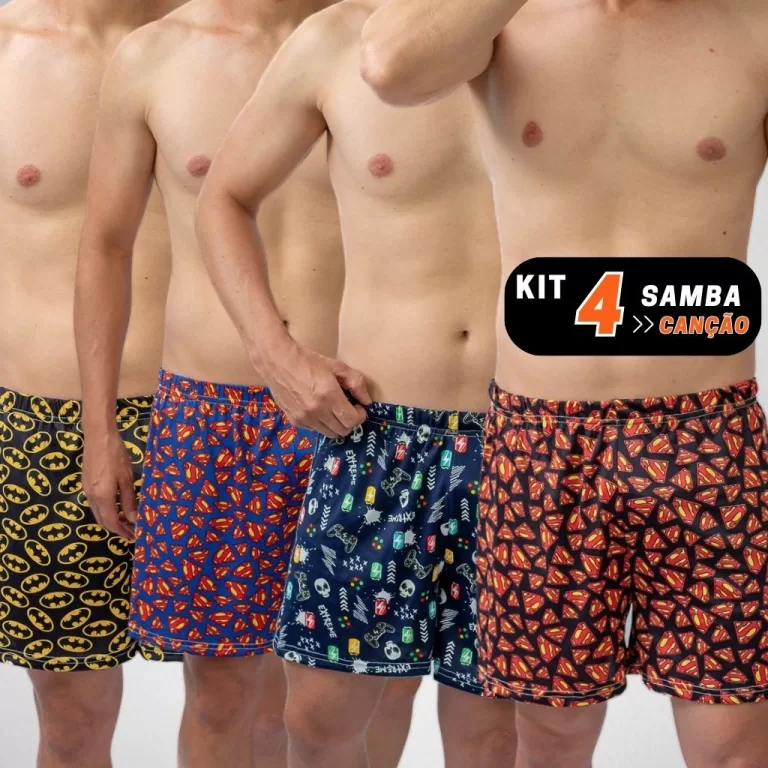 Kit 4 Cuecas Samba Canção Short para Dormir Pija