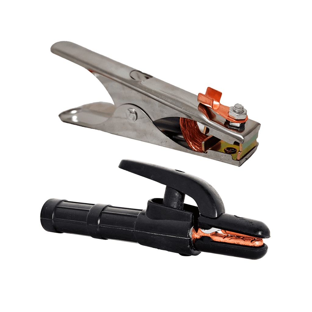 Kit Garra Negativa Grampo Terra e Porta Eletrodo Alicate Para Máquina Inversora de Solda 300a
