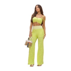 Conjunto Feminino Calça Pantalona Cropped Alça B