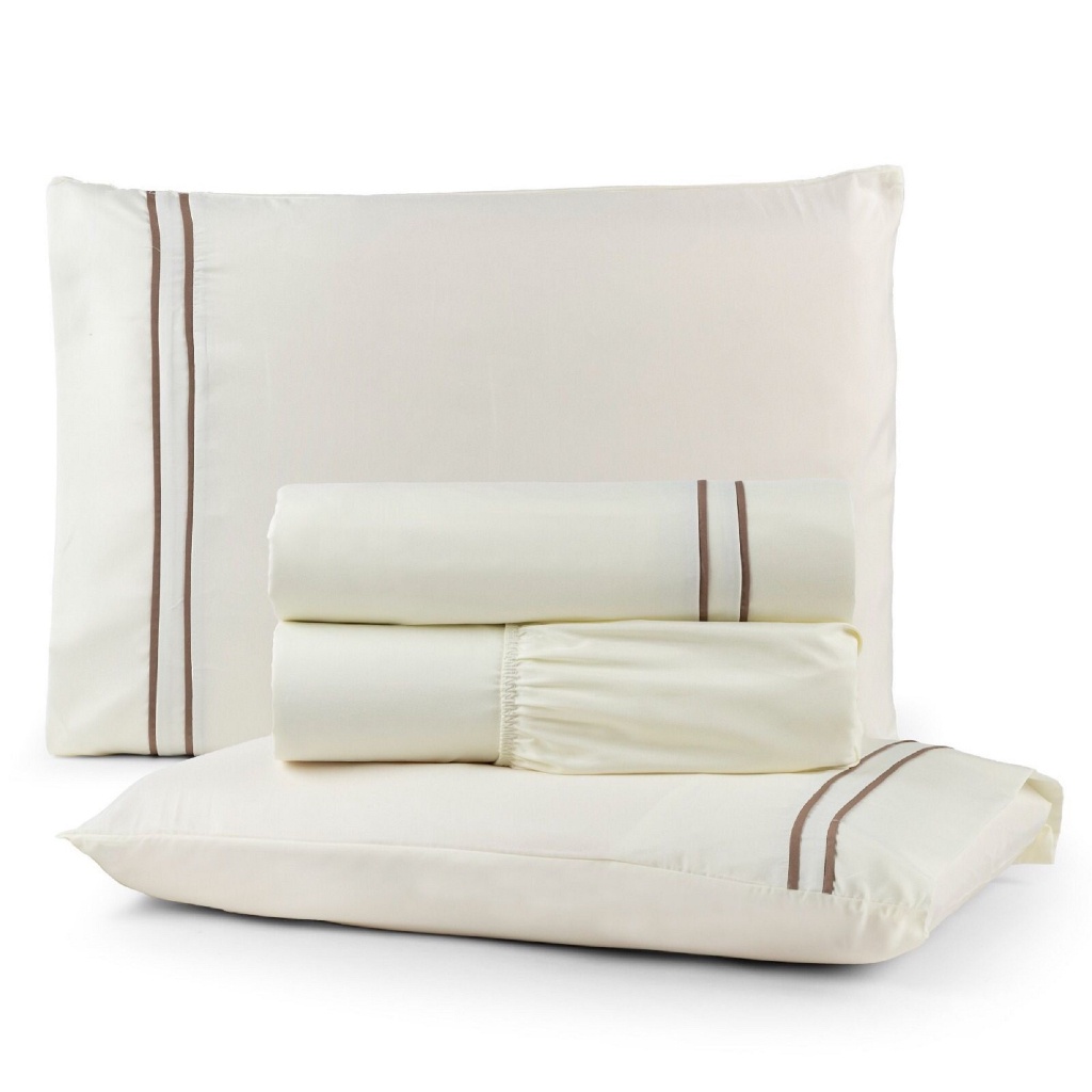 Jogo de Cama Casal Parão Box Percal 300 Fios3 ou 4 Peças | Lençol com Elástico e Fronhas (Lençol de