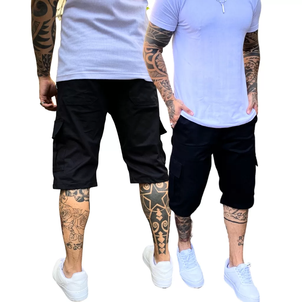 Bermuda Cargo Masculina Preta Tendência