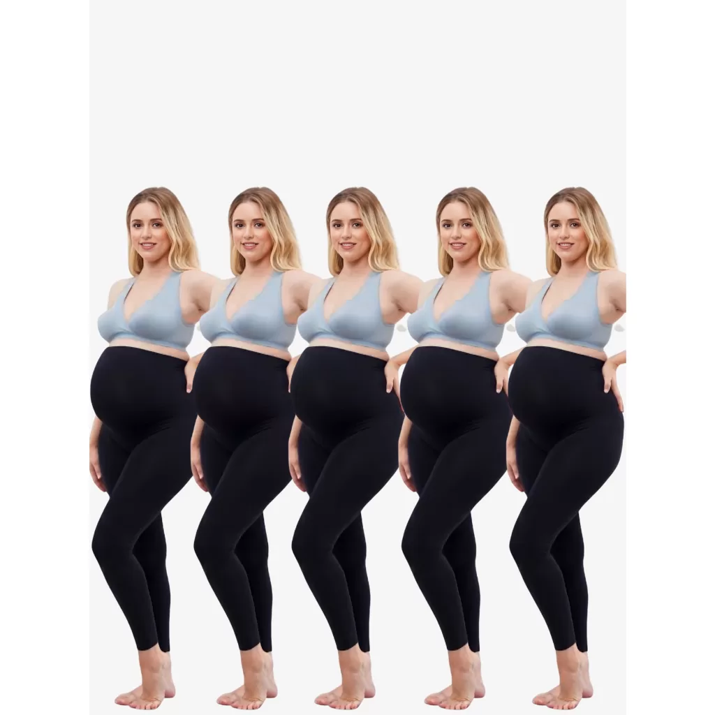 Kit 5 calça Legging Gestante suplex roupa maternidade cós alto suporte barriga calça para grávida