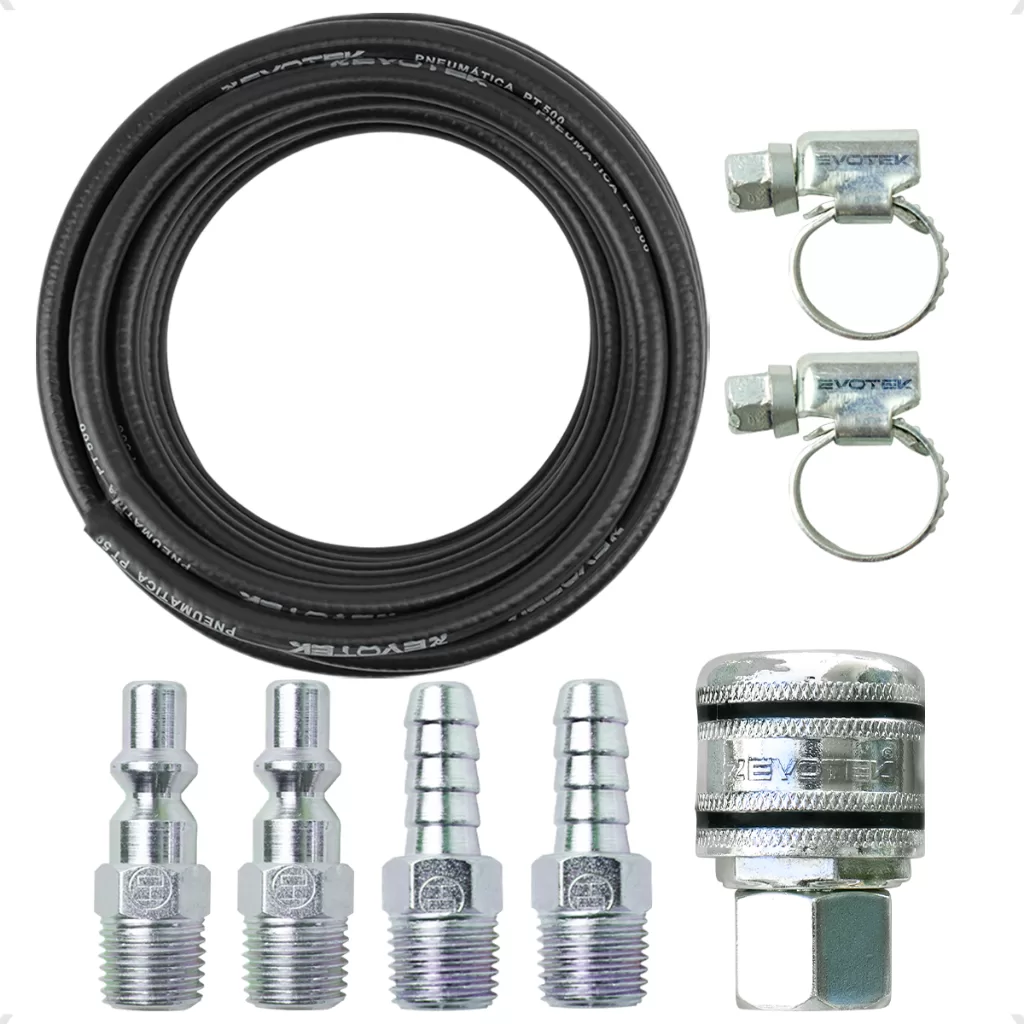 Kit Mangueira De Ar 10m Com Engate Rápido Para Compressor Pressure