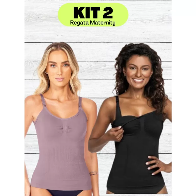 Kit 2 Camisetas Femininas Regata Amamentação Com