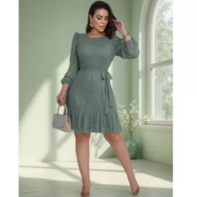 Vestidi Feminino Tule Azul Marinho Cinto Removíve