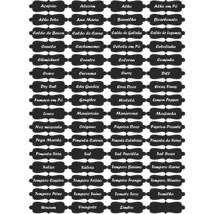 CARTELA TEMPERO 63 ETIQUETAS ADESIVO AUTO COLANTE 