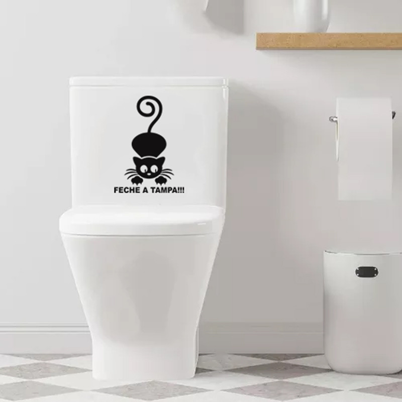 Adesivo Vinil Decorativo Tampa de Vaso Sanitário Feche a tampa
