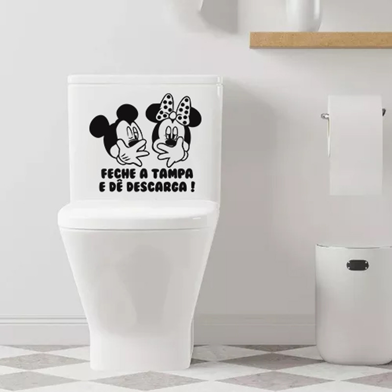 Adesivo Vinil Decorativo Tampa de Vaso Sanitário Feche a tampa e de descaga