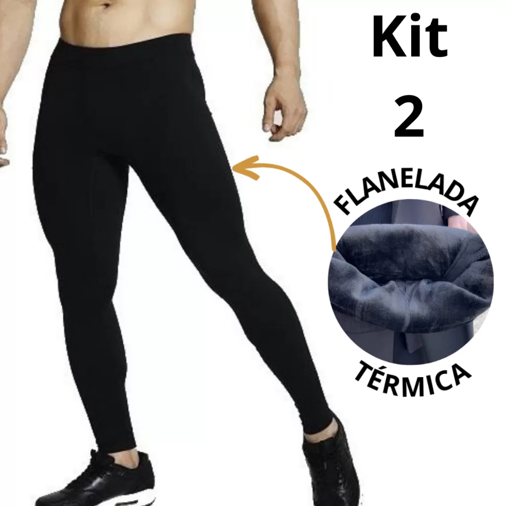 Kit 2 Meia Calça Masculina Flanelada Térmica Frio Sem Pé Confortável