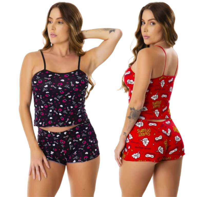 Kit 2 Baby Doll Feminino Estampado Para Dormir Con