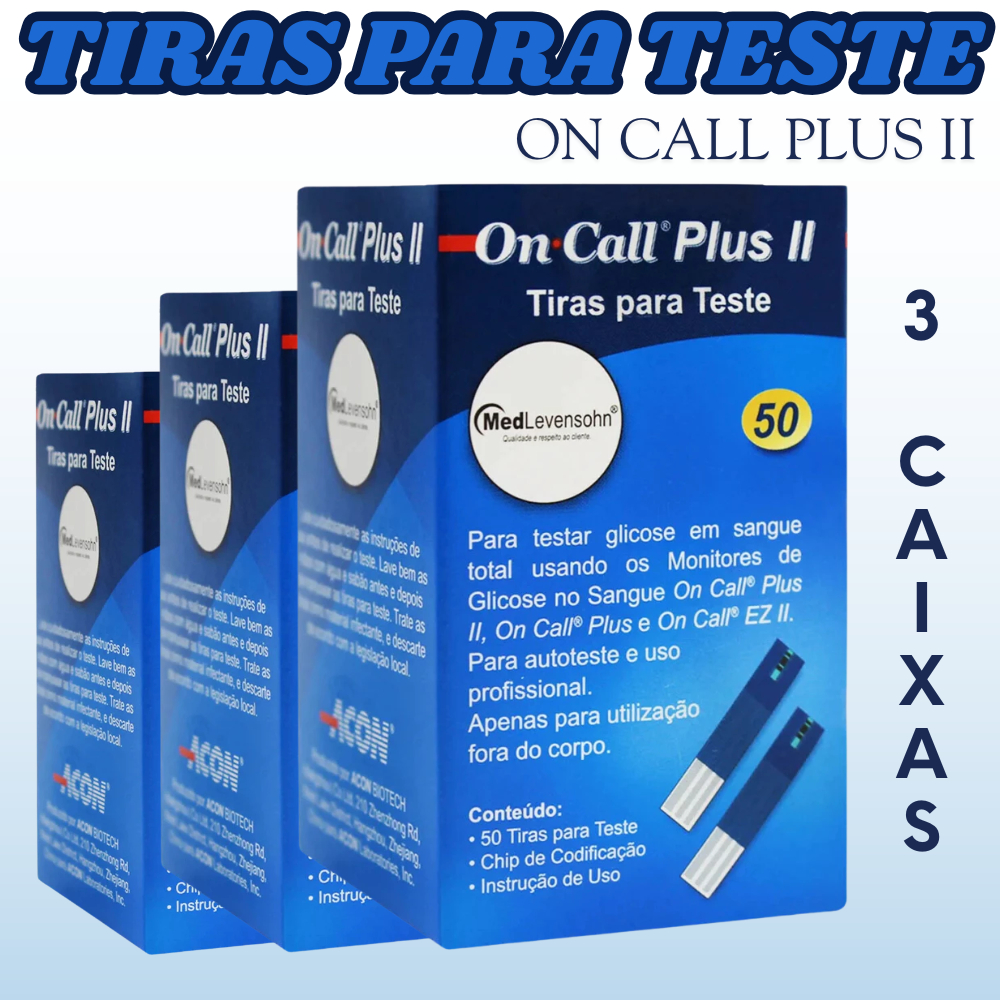 Tiras Teste para Medidor de Glicemia On Call Plus II | Caixa com 50 Unidades | Glicosímetro