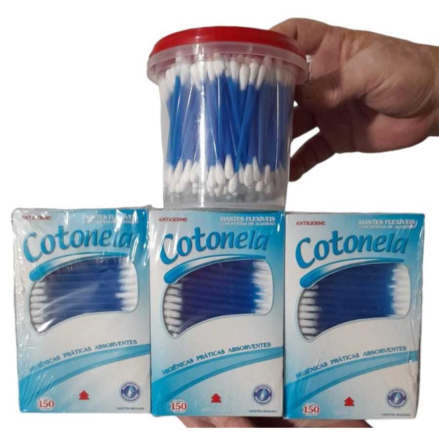Kit 1200 cotonetes + suporte para armazenar