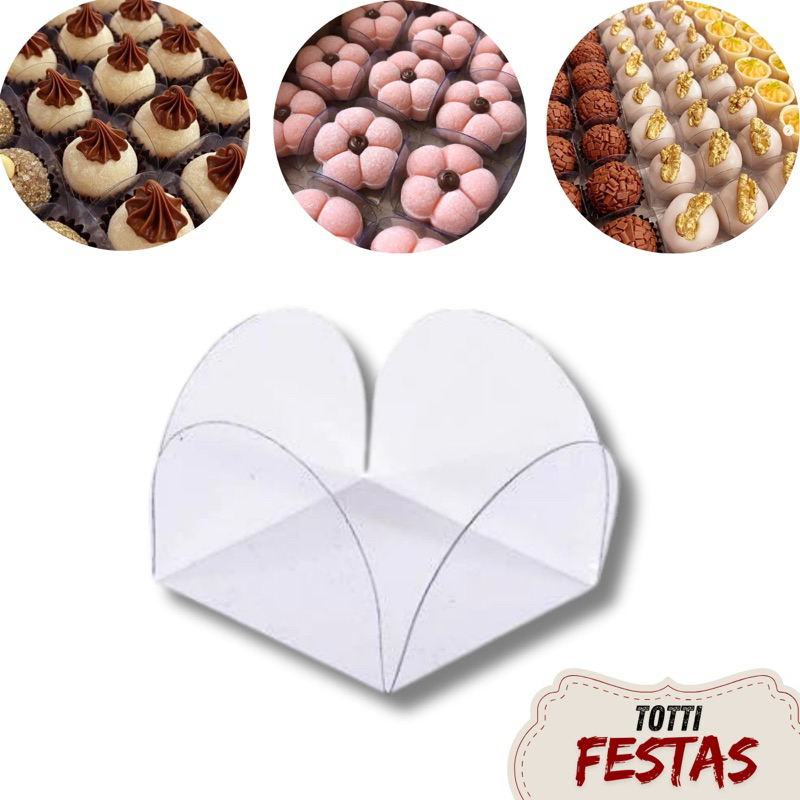 50-500 Forminha Acetato Doces Finos Brigadeiro Transparente Aniversário Casamento Revelação Debutant