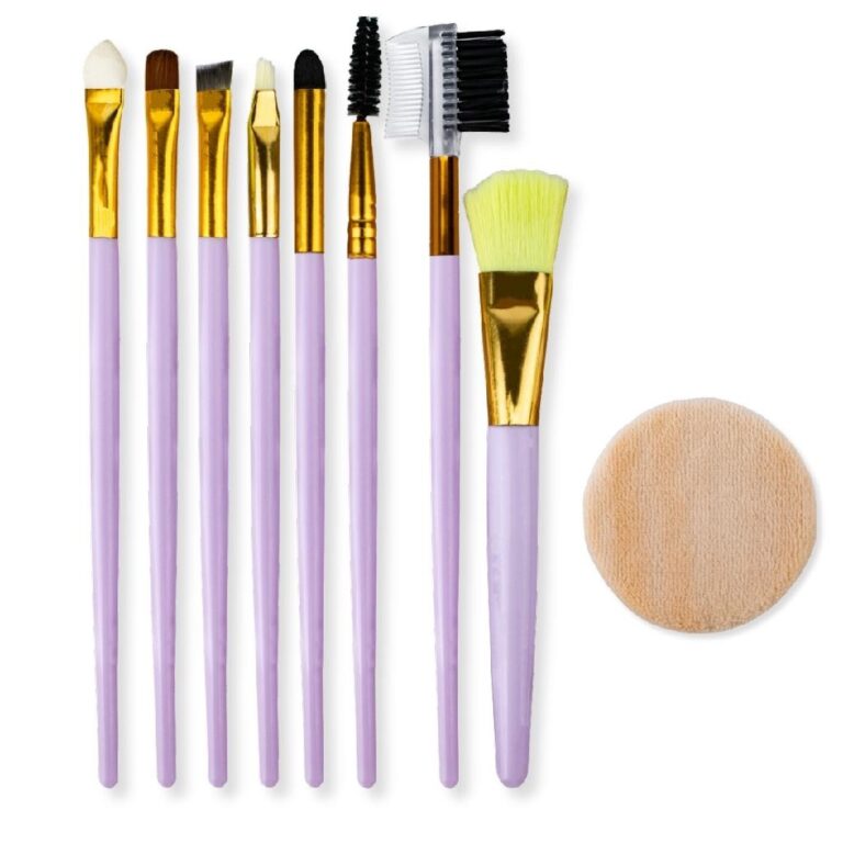 Kit 8 Pincéis Maquiagem Olhos Sobrancelha + Espon