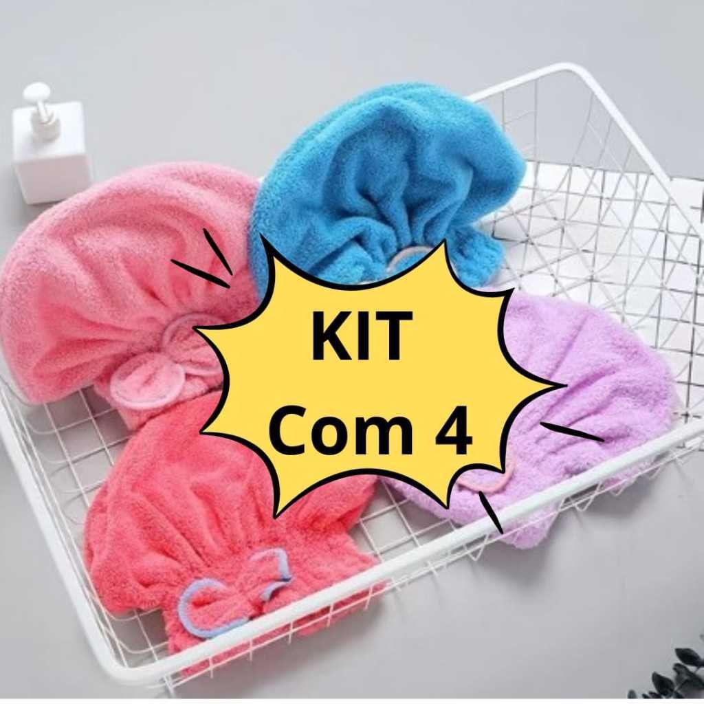 KIT COM 4 Toucas Pós Banho Micro fibra Secagem Rápida Com Laço De Borboleta Coisas Diferentes para C