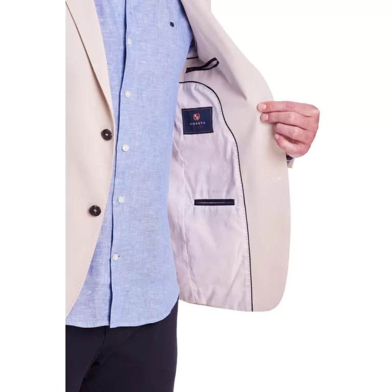 Blazer Alfaiataria Liso Slim Fit – Bege Arei