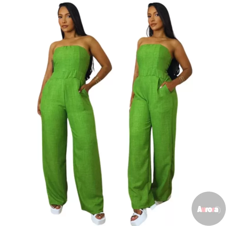 Macacão Feminino de Alfaitaria Verde Tomara que C