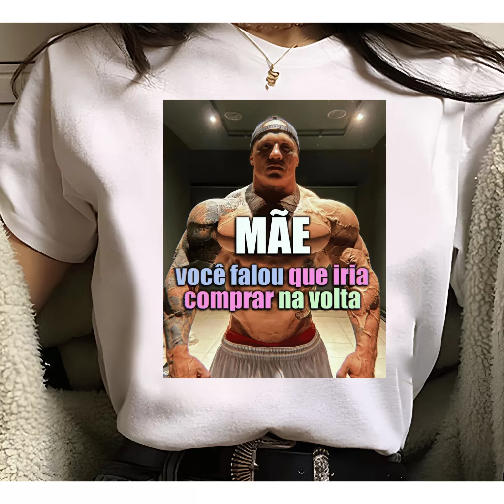 Camiseta Feminina Meme Maromba –  Mãe Você Falo que ia comprar na volta Musculação