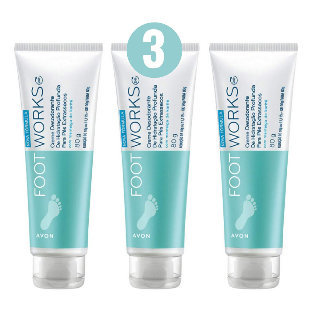Creme Hidratante Para Pés Extrassecos Footworks Avon 3 Unid