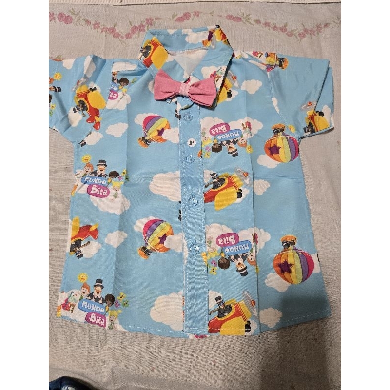 camisa social mundo bita balão 6 a 12 meses,1.2 anos e 2.3 anos