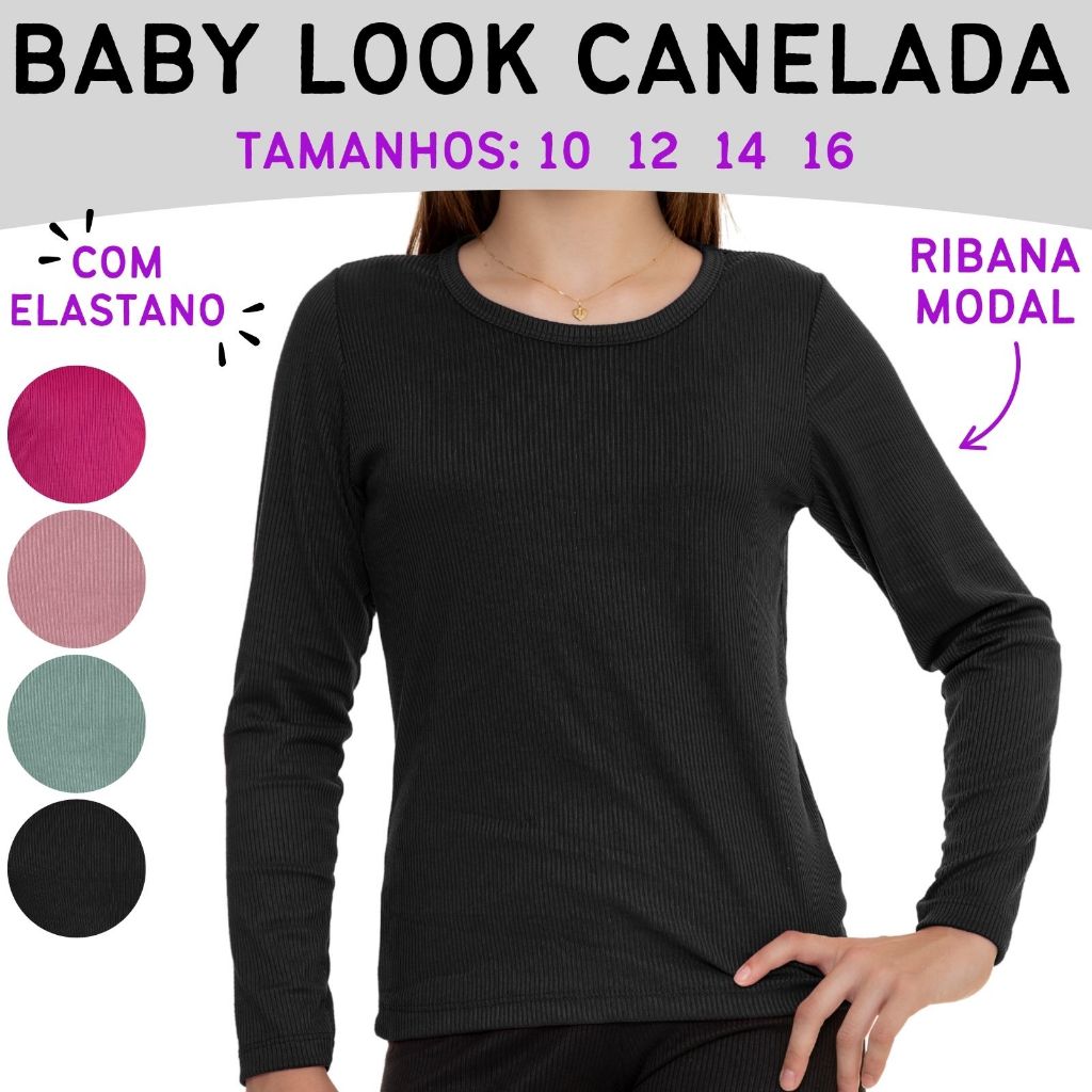 Blusa Justinha Ribana Canelada Manga Longa 3158-C1