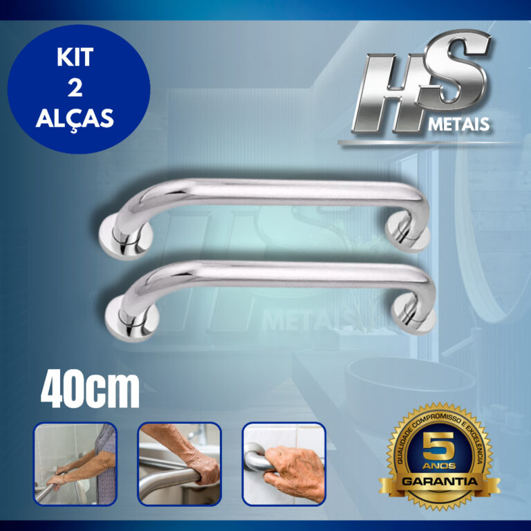 KIT 2 ALÇAS DE SEGURANÇA 40CM PARA BANHEIRO BARR