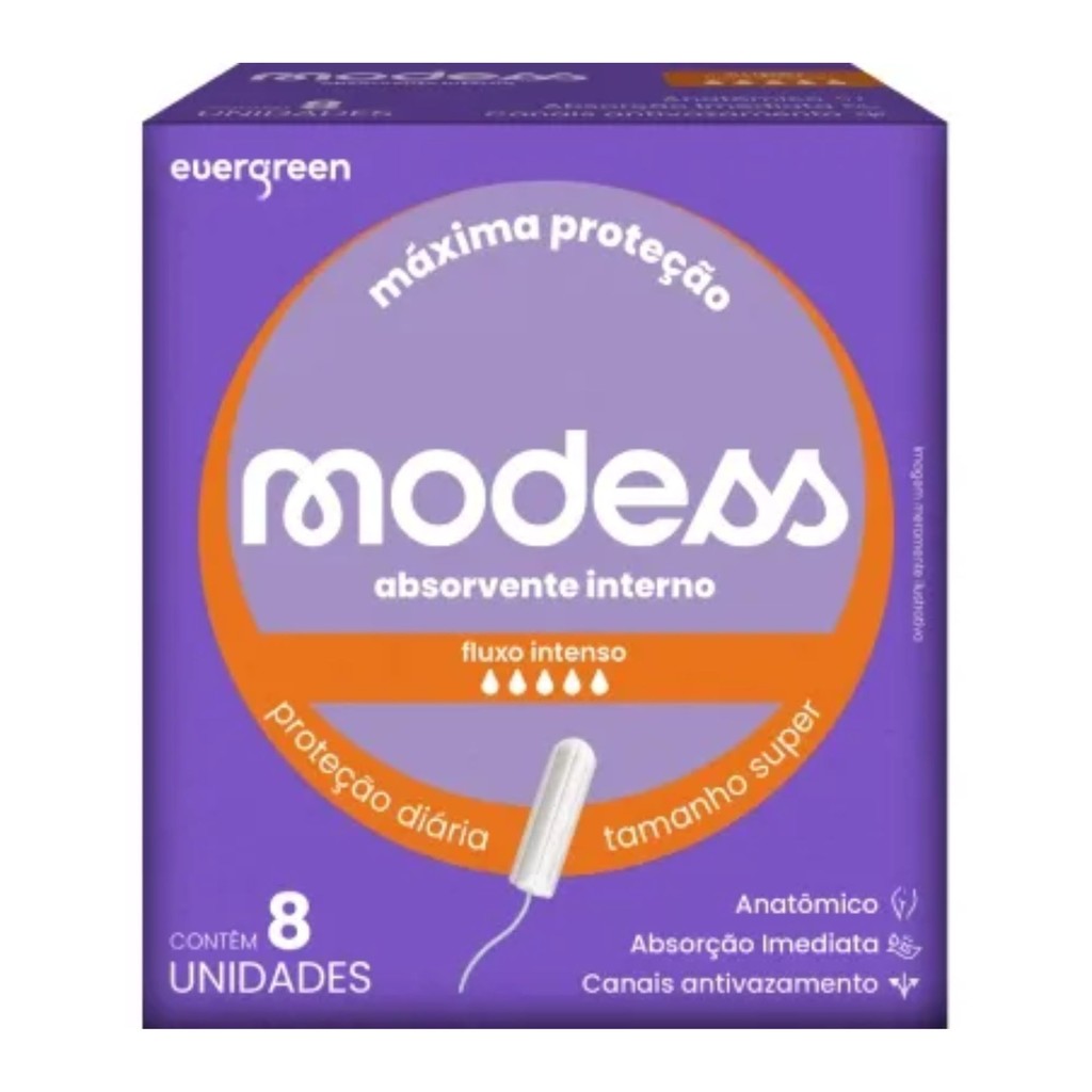 Absorvente Interno Modess Super Fluxo Intenso 8un