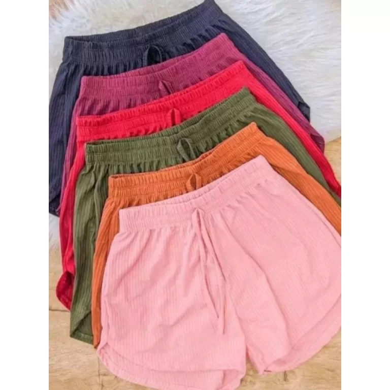 Kit 3 Short Plus Size Canelado Cores Sortidas Tama