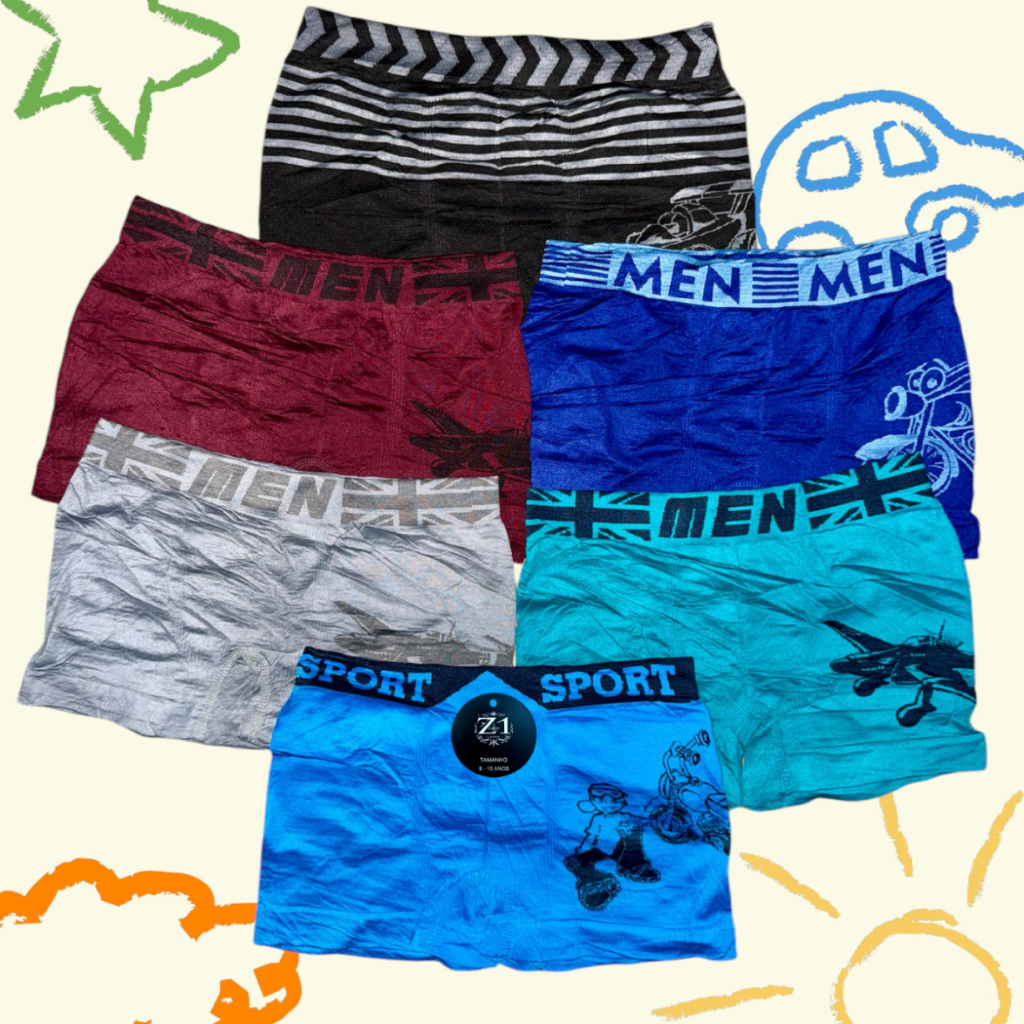 Kit com 2/5/10 Cuecas Box Boxer Microfibra Infantil Juvenil MEN Boy Criança Bebê Masculino Tam 01 a