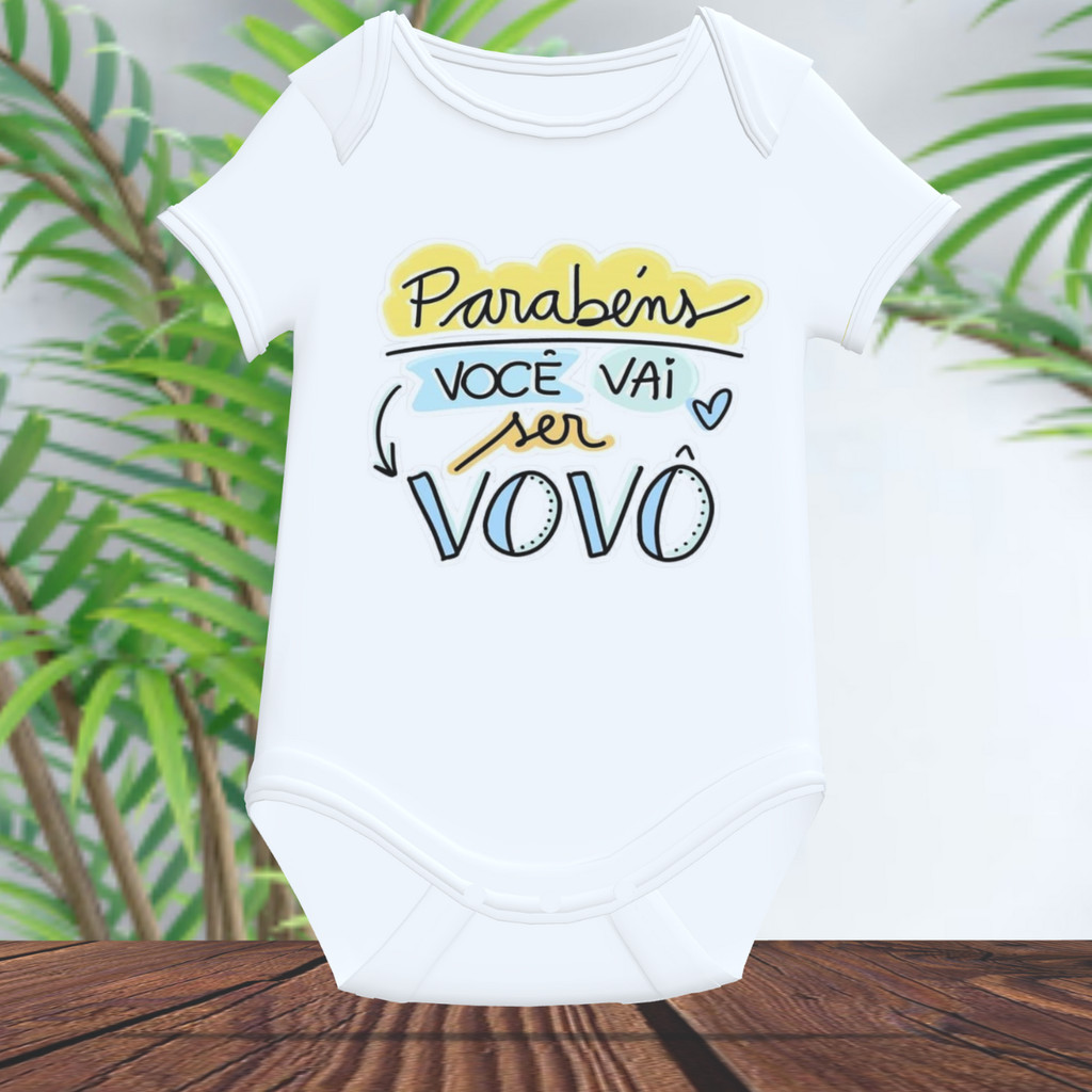 Body Bebê Personalizado Vovô Sua Foto Mesversario Chá de Bebê Sua Arte Sua Estampa