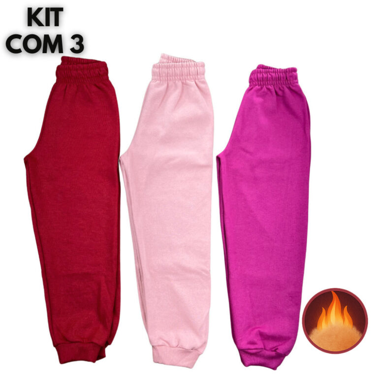 Novidade Kit 3 Calças Moletom Felpudo Peluciado Q