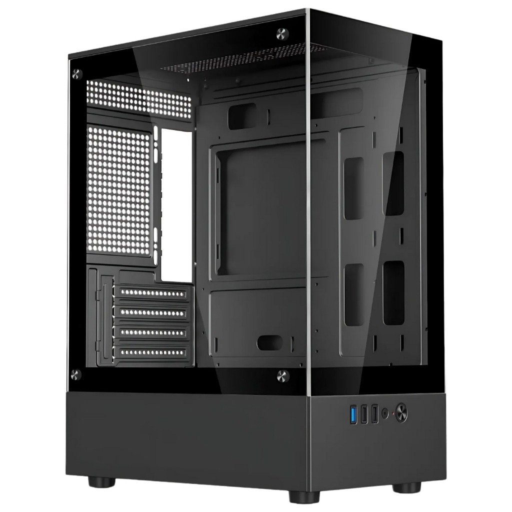 Gabinete Gamer Vidro Temperado Mid Tower Micro ATX Suporte 5 Fans Water Cooler Filtro Poeira