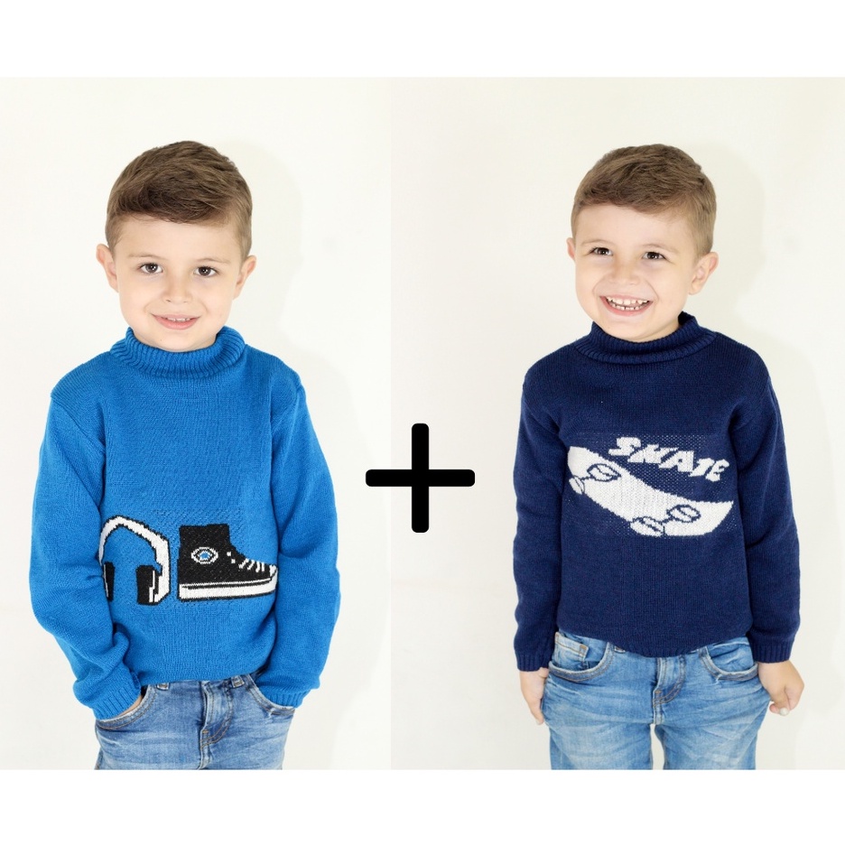 Kit com 2 Blusas de Lã Infantil Para Menino (1 a 6 Anos)