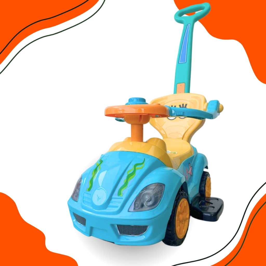 Carrinho de Passeio Infantil e Andador 2 em 1 com Empurrador Anti Queda e Travas Laterais